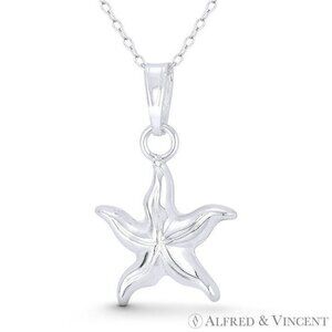 Starfish Ocean Sealife Charm Pendant in .925 Sterling Silver